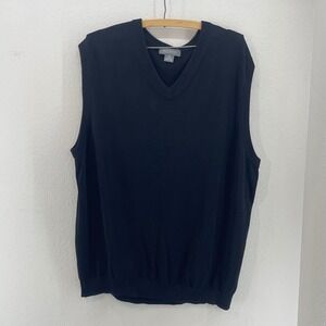 Daniel Cremieux Signature Collection Black Silk Cotton V Neck Vest Sweater XL